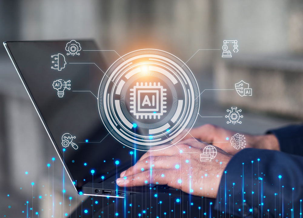 Man working with AI